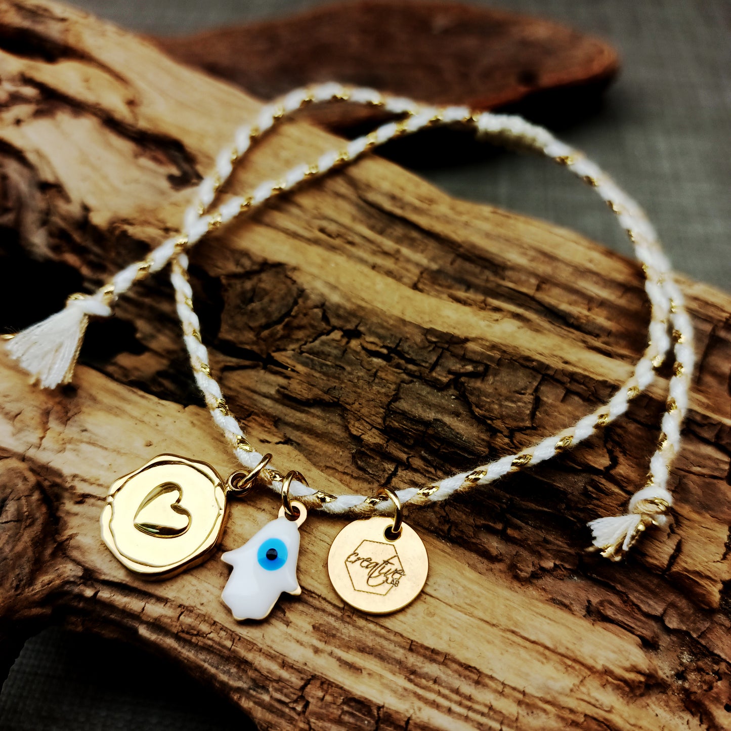 Bracciale di filo intrecciato portafortuna, personalizzabile