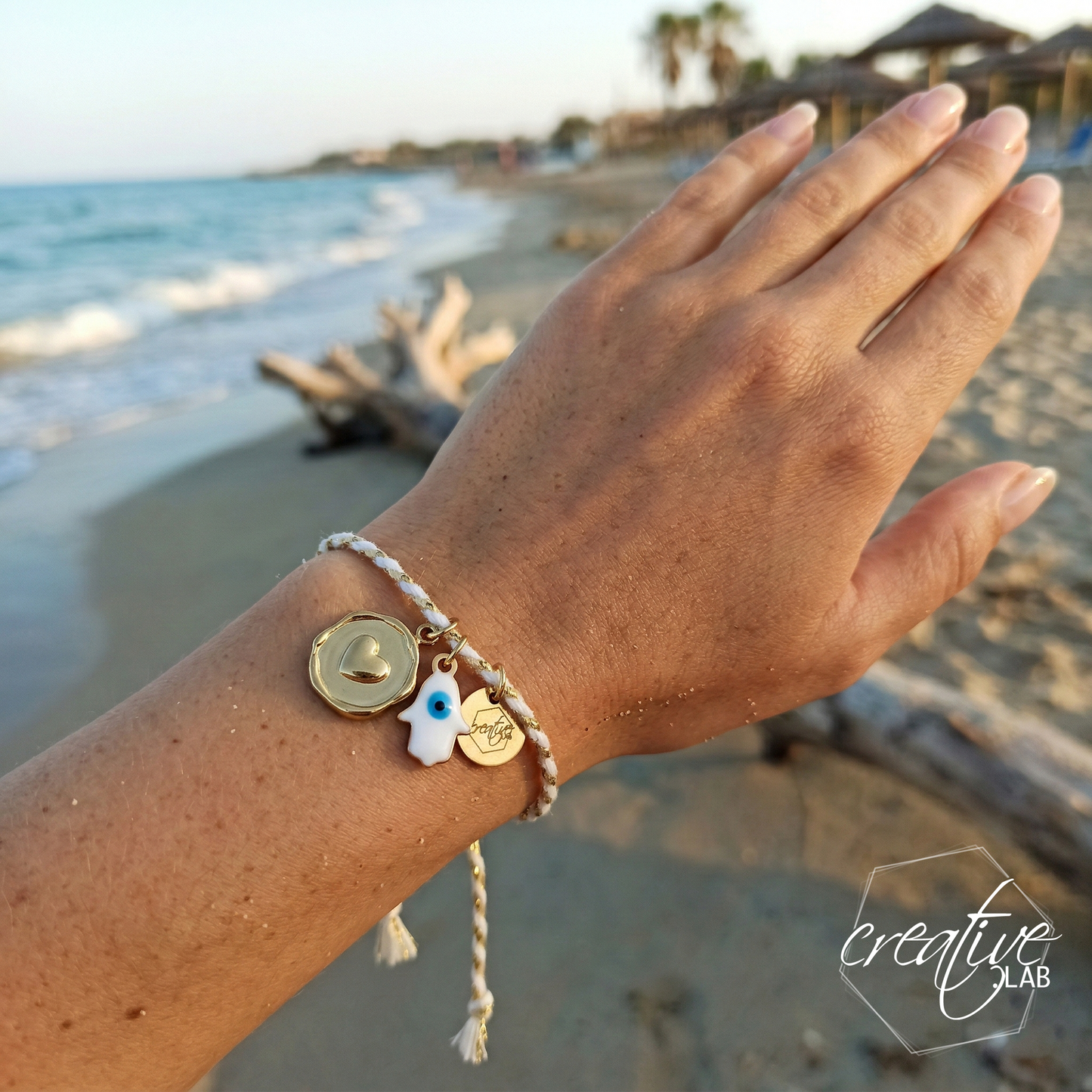 Bracciale di filo intrecciato portafortuna, personalizzabile