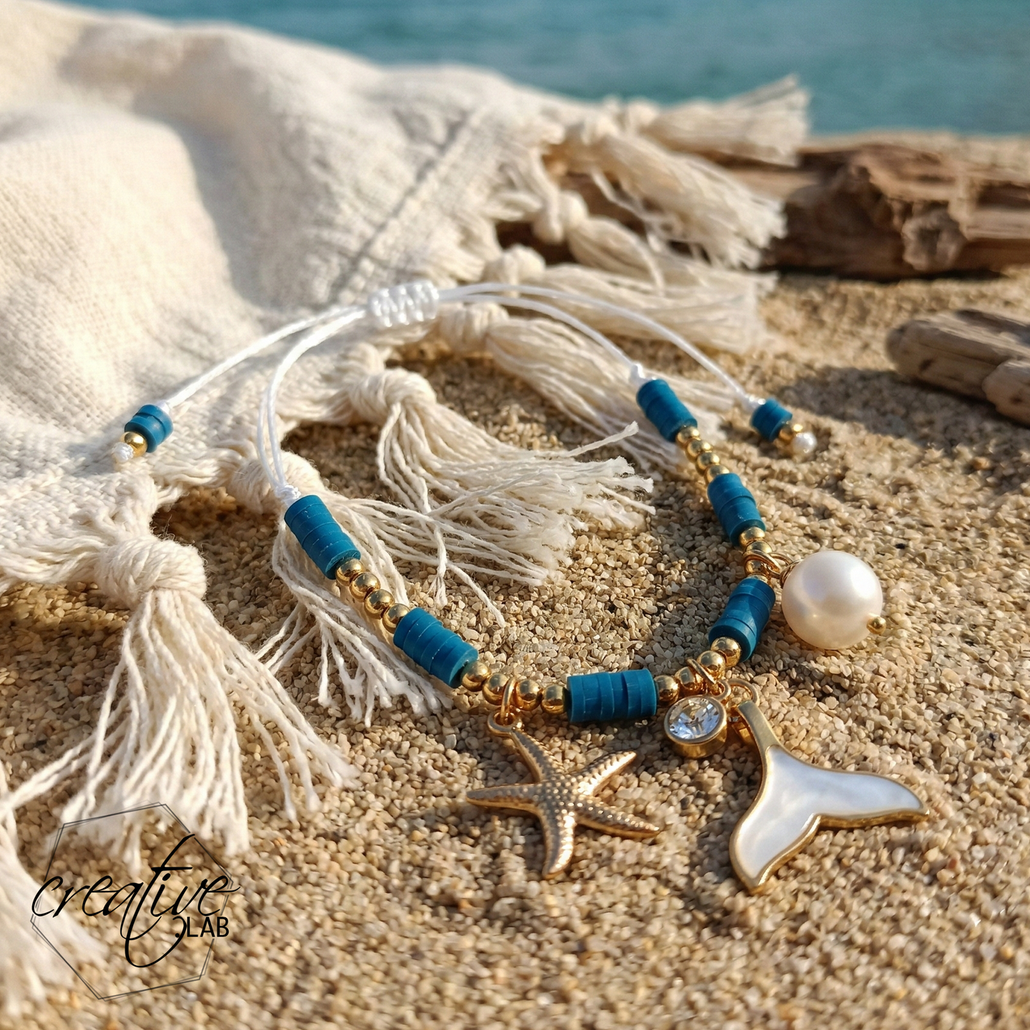 Bracciale estivo blu e oro