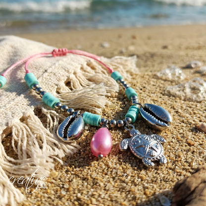 Bracciale estivo fuxia e celeste