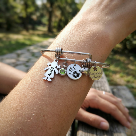 Bracciale rigido con impronta del tuo bambino (G20+A12+A9eA10)