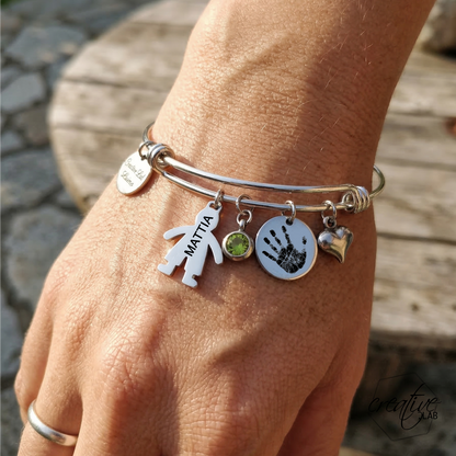 Bracciale rigido con impronta del tuo bambino (G20+A12+A9eA10)