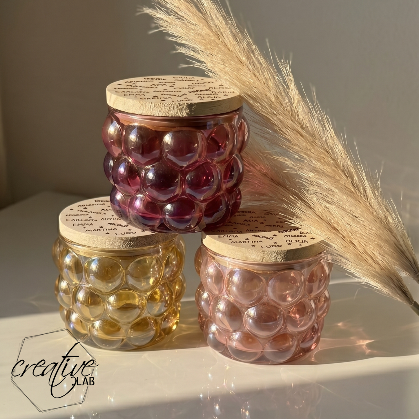 Candela bubble, personalizzabile con firme originali