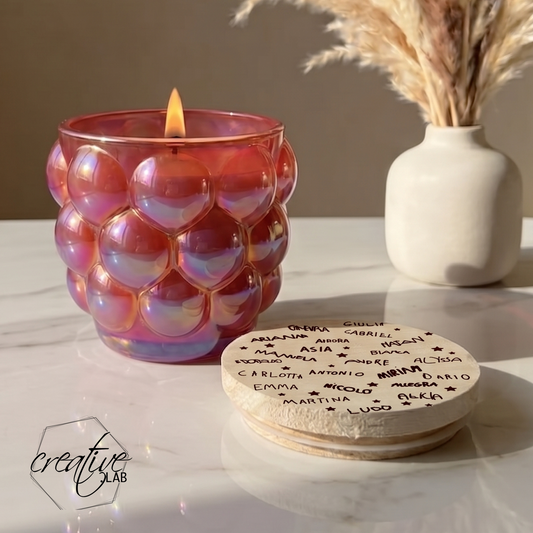 Candela bubble, personalizzabile con firme originali