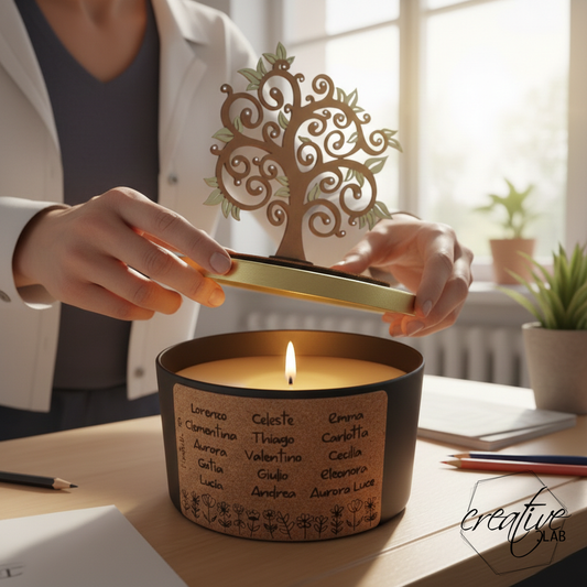 Candela con albero della vita, personalizzabile per insegnanti e catechisti