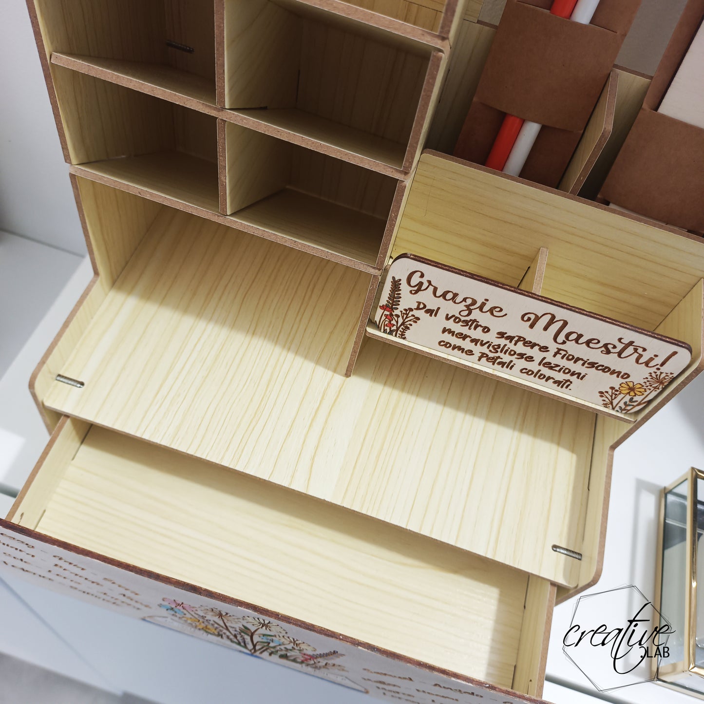 Cassettiera da scrivania, personalizzabile, per insegnanti