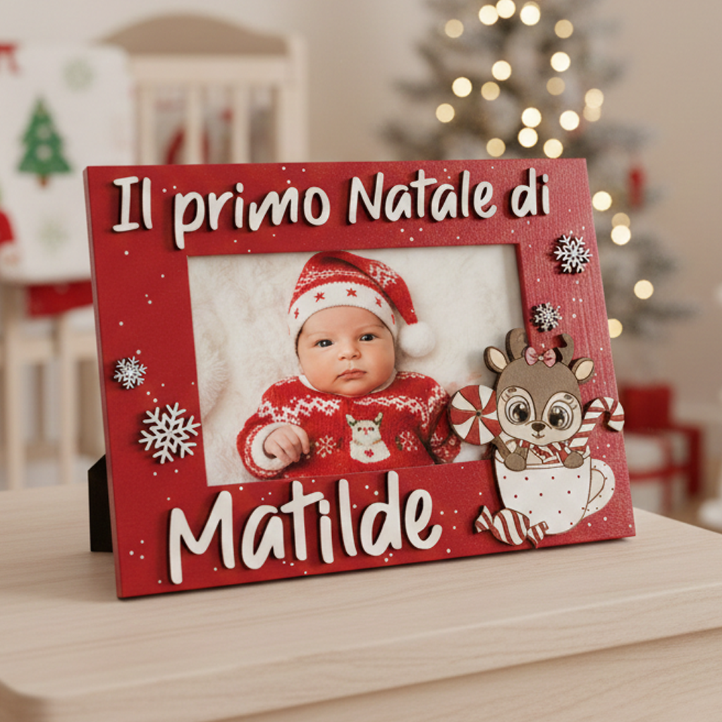 Cornice di Natale Renna, personalizzabile