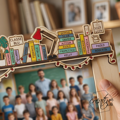 Cornice per insegnante con i nomi degli alunni sui libri, personalizzabile