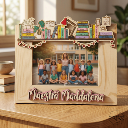 Cornice per insegnante con i nomi degli alunni sui libri, personalizzabile