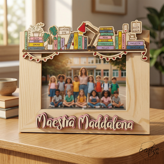 Cornice per insegnante con i nomi degli alunni sui libri, personalizzabile
