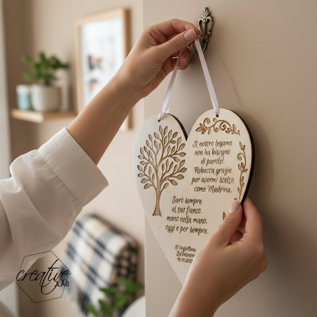 Cuore per Madrina/Padrino/Testimoni, personalizzabile