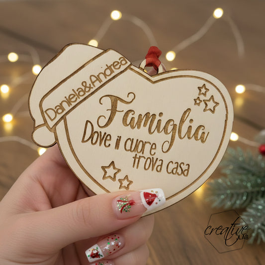 Decorazione Natalizia Personalizzabile con cuore per famiglia