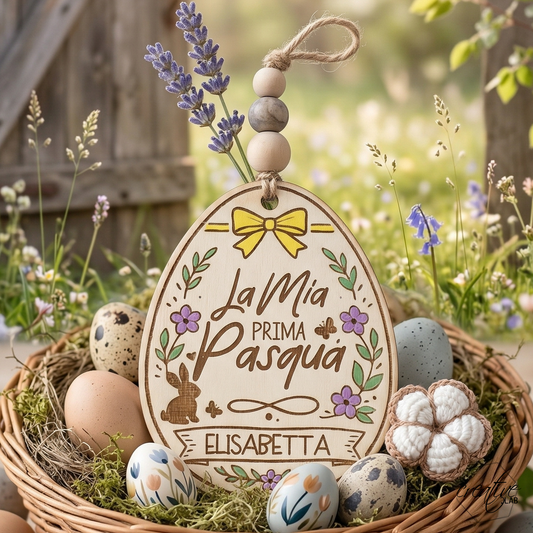 Decorazione Pasquale Uovo "La mia prima Pasqua", personalizzabile