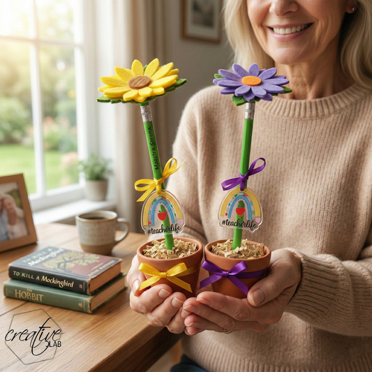 Fiore matita in legno personalizzabile con nome dell'insegnante