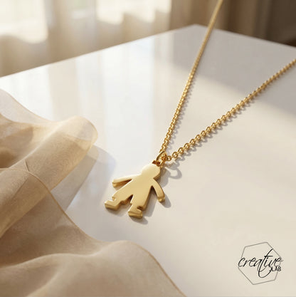 Ciondolo mamma con pendenti bimbi oro personalizzati su catenina (A9 e A10)