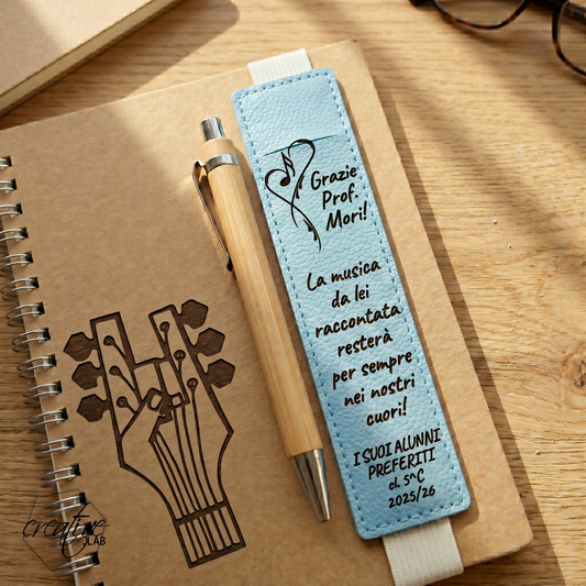 Tasca portapenna in ecopelle con penna e agenda, personalizzabili