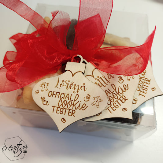 Decorazione Natalizia "official cookie tester", personalizzabile