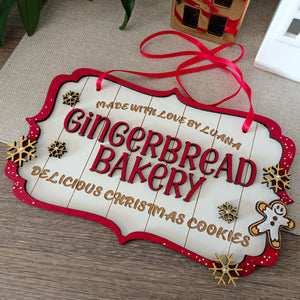 Targa natalizia Gingerbread Bakery, personalizzabile