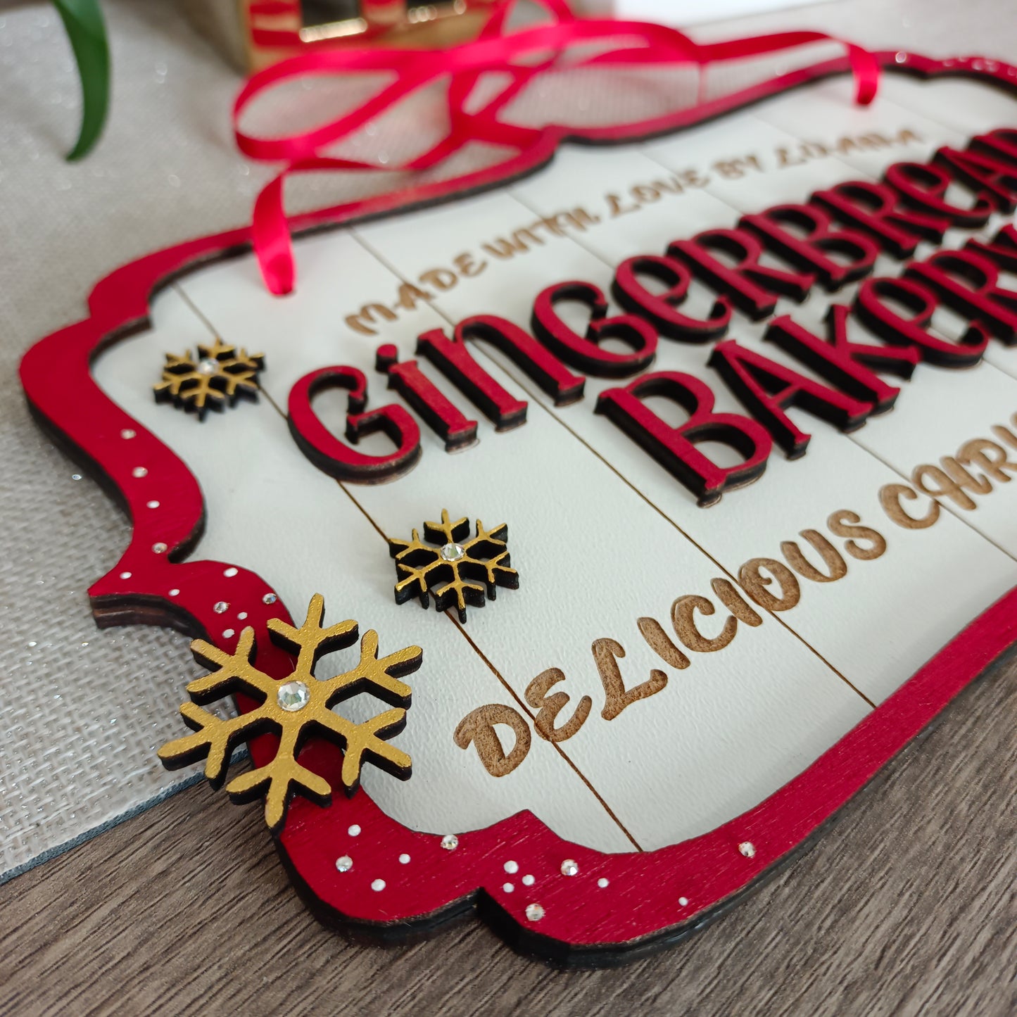 Targa natalizia Gingerbread Bakery, personalizzabile