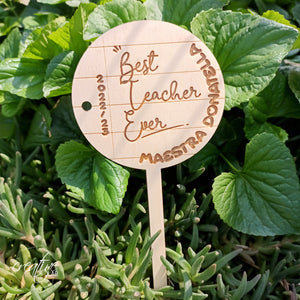 Tag per pianta per la maestra, personalizzabile, grafica quaderno