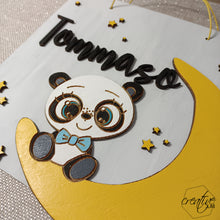 Carica l&#39;immagine nel visualizzatore di Gallery, Targa con nome personalizzabile per cameretta tema panda