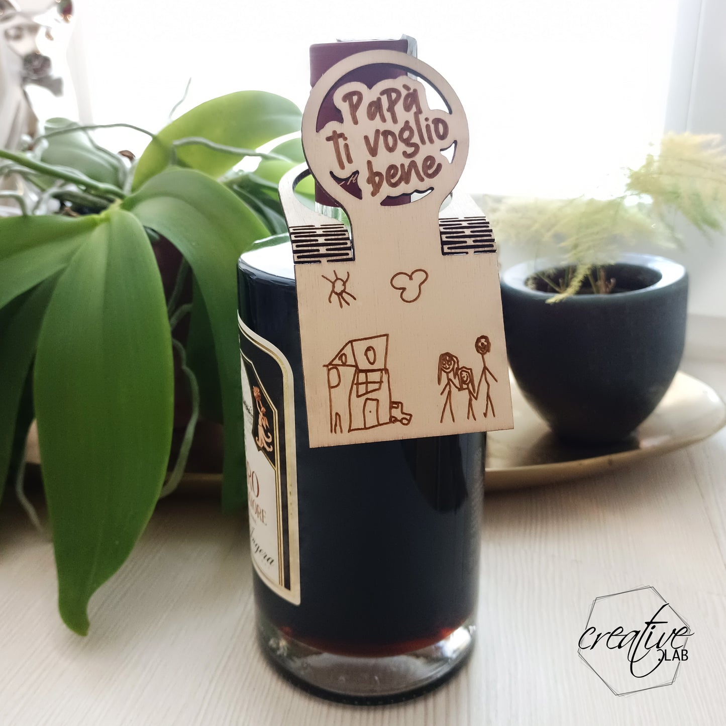 Tag per vino personalizzabile per papà, con disegni originali