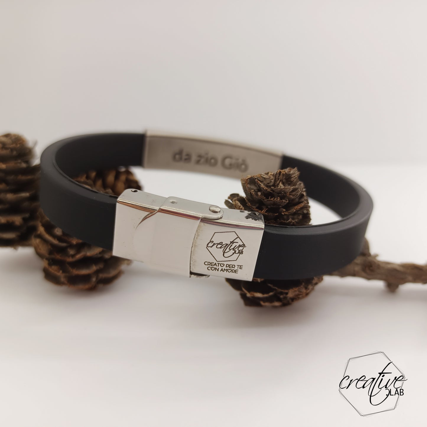 Bracciale da uomo in gomma personalizzabile (G67)