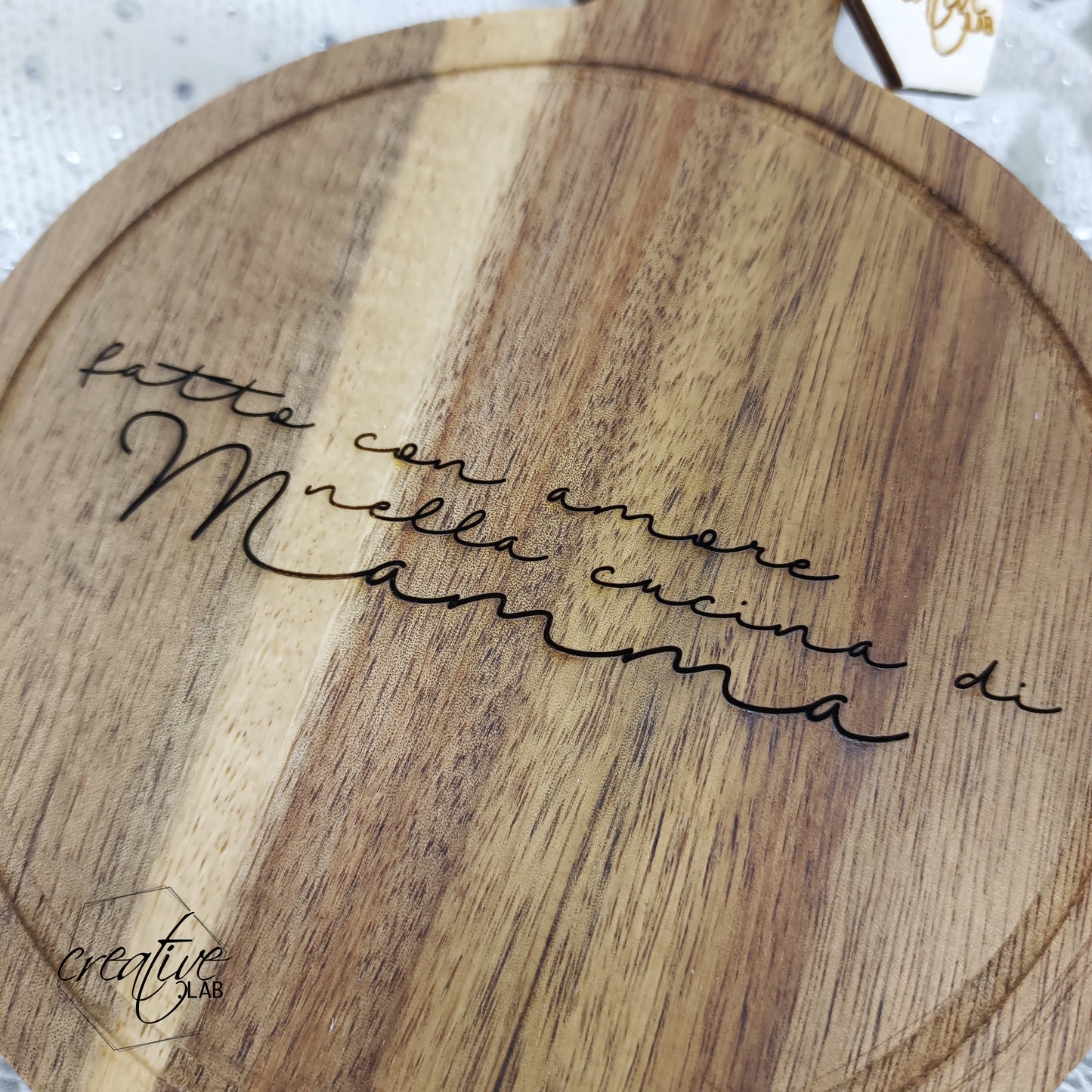 Tagliere in legno, tondo, personalizzabile