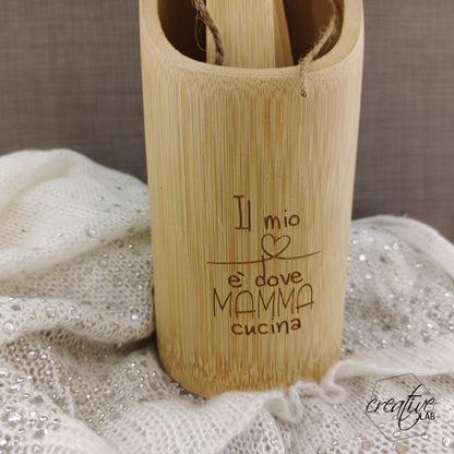 Set mestoli da cucina in legno, personalizzabili