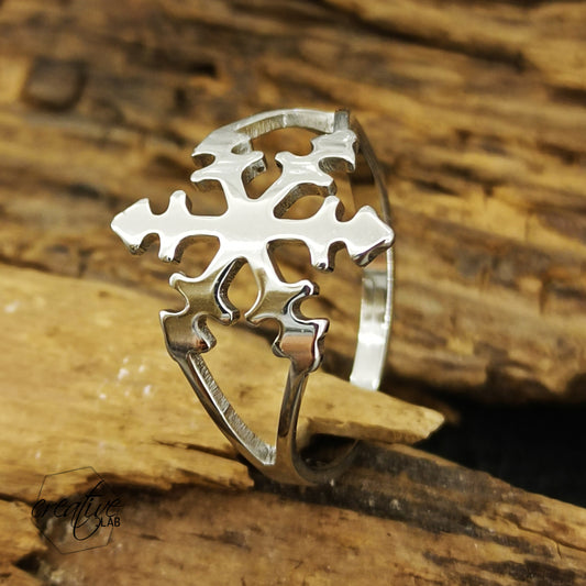 Anello in acciaio, con snowflake