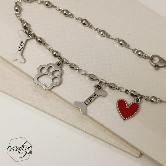 Bracciale dedicato agli amici a 4 zampe, personalizzabili (osso)