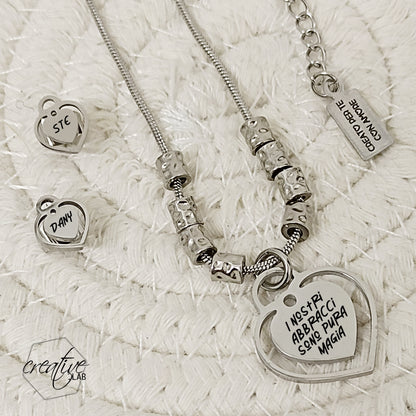 Collanina e orecchini a cuore personalizzabili (M16)