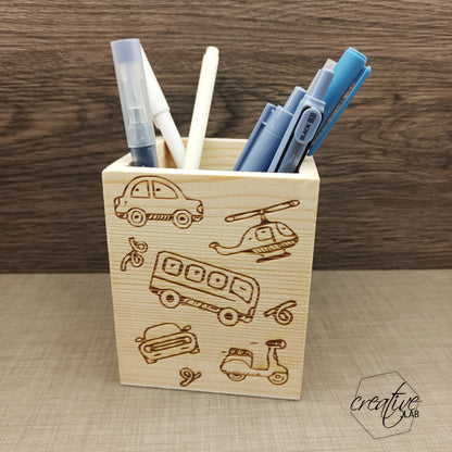 Porta penne in legno, personalizzabile con incisione