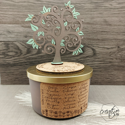 Candela con albero della vita, personalizzabile per insegnanti e catechisti