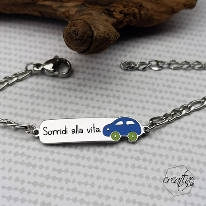 Bracciale con macchinina smaltata, personalizzabile (G86)