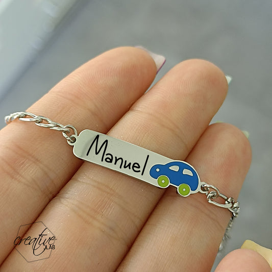 Bracciale con macchinina smaltata, personalizzabile (G86)