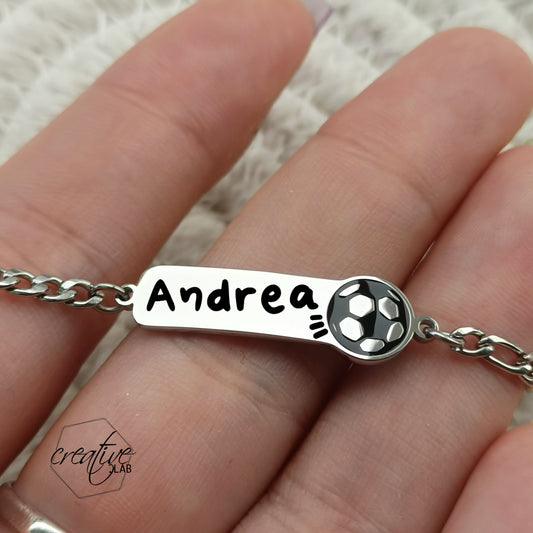 Bracciale con palla da calcio smaltata, personalizzabile (G88)
