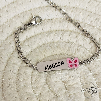 Bracciale con farfalla smaltata, personalizzabile (G89)
