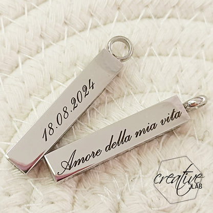 Ciondolo a barretta con incisioni personalizzate (B8)