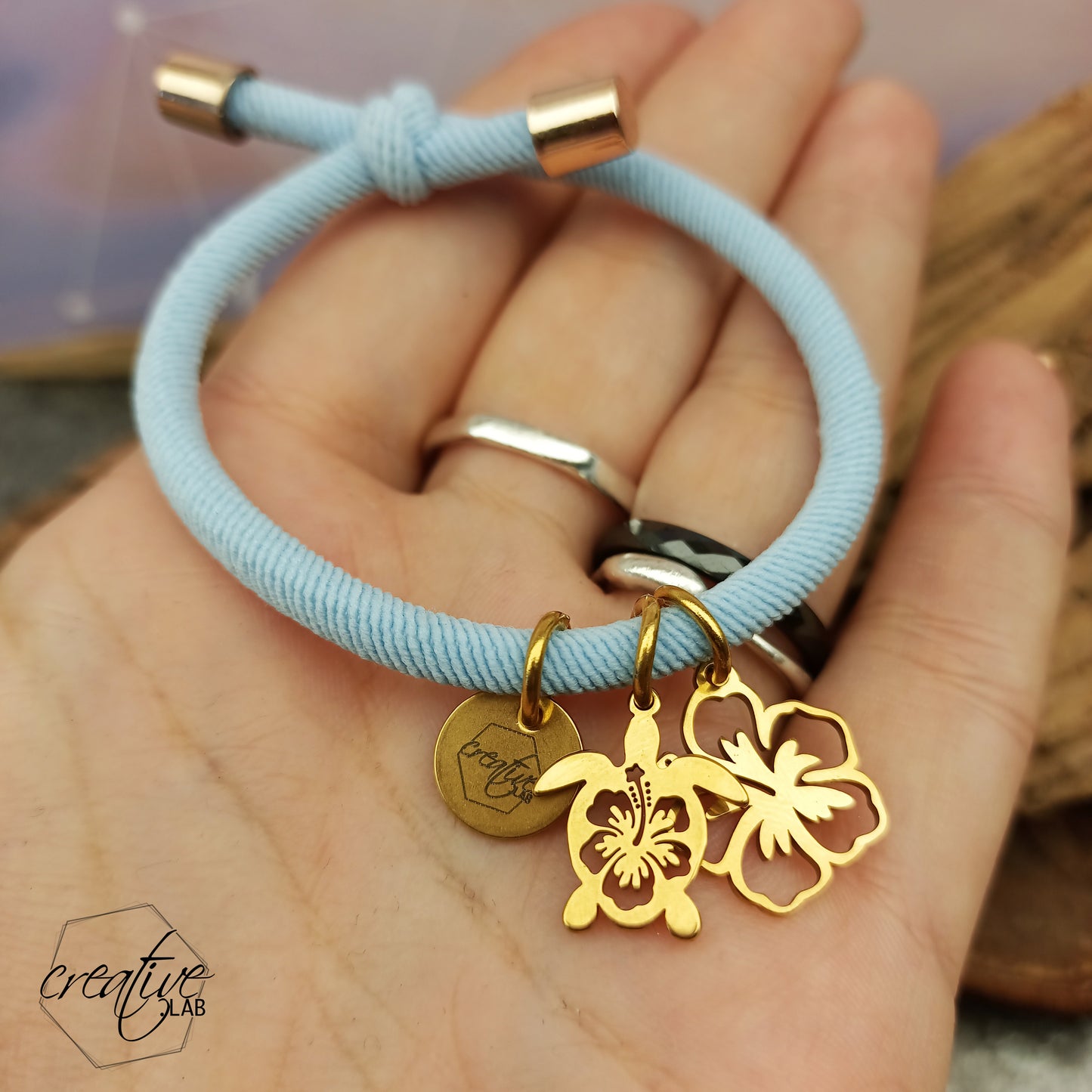 Bracciale elastico con ciondoli a scelta, personalizzabile