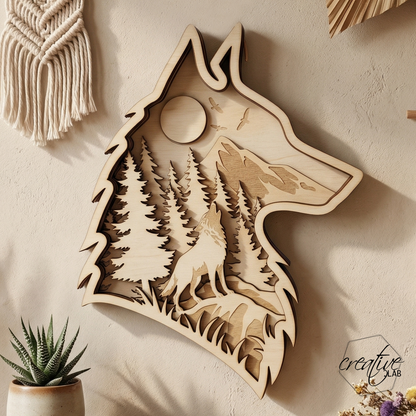 Scultura da parete - "Il richiamo del Lupo" - personalizzabile