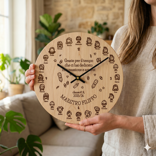 Orologio da parete "Il Girotondo del Tempo" personalizzabile, grafica volti