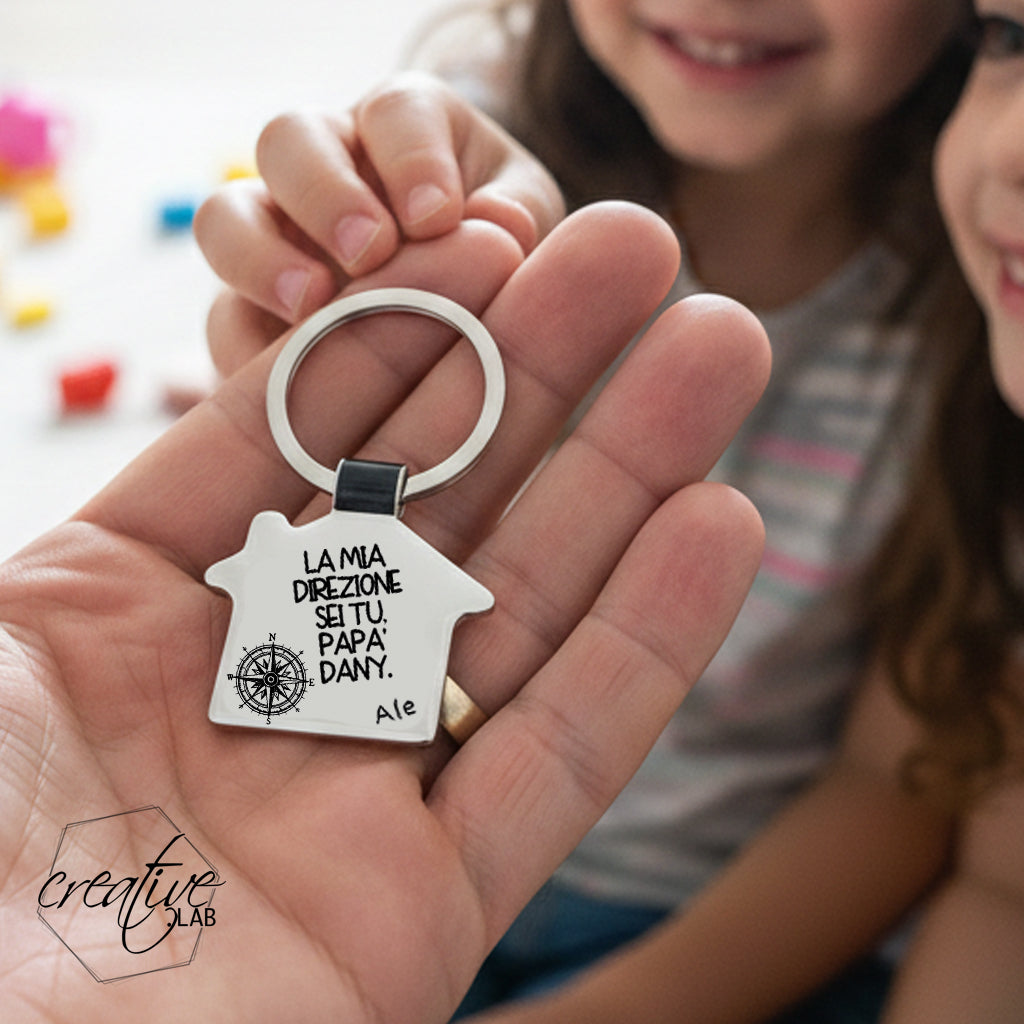 Portachiavi per il papà a forma di casetta, personalizzabile