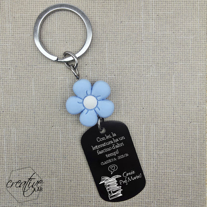 Portachiavi personalizzabile per insegnante/catechista (A80+fiore)