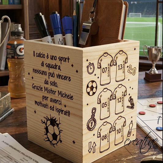 Porta penne per mister/coach/allenatore di squadra, personalizzabile