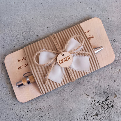 Set "Emozioni" con Penna in Bambù e Base Personalizzabile