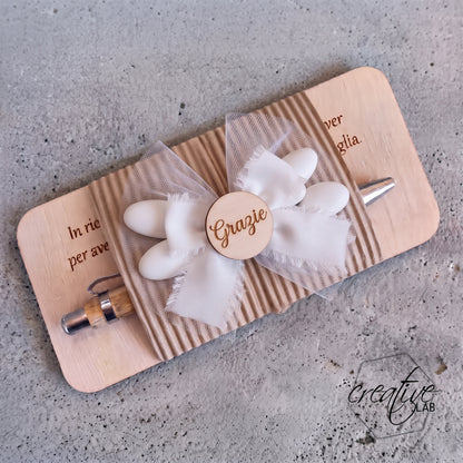 Set "Emozioni" con Penna in Bambù e Base Personalizzabile