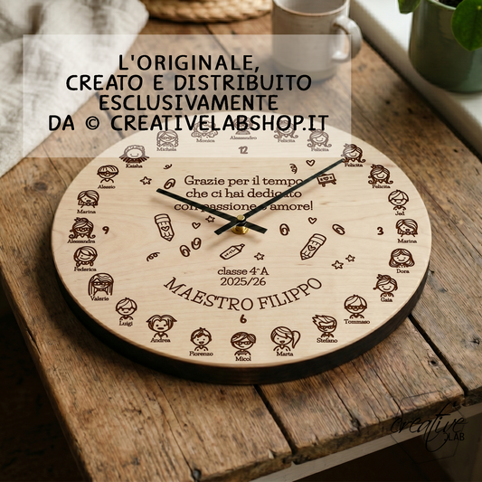 Orologio da parete "Il Girotondo del Tempo" personalizzabile, grafica volti