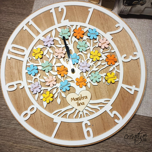 Orologio da parete per le insegnanti con fiori