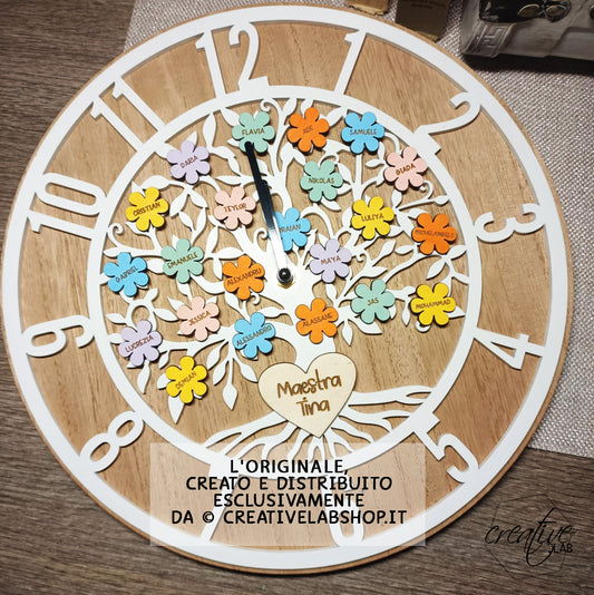 Orologio da parete per le insegnanti con fiori